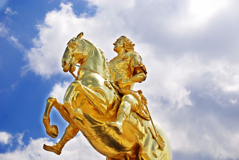 Drážďany - slavná zlatá socha Augusta Silného